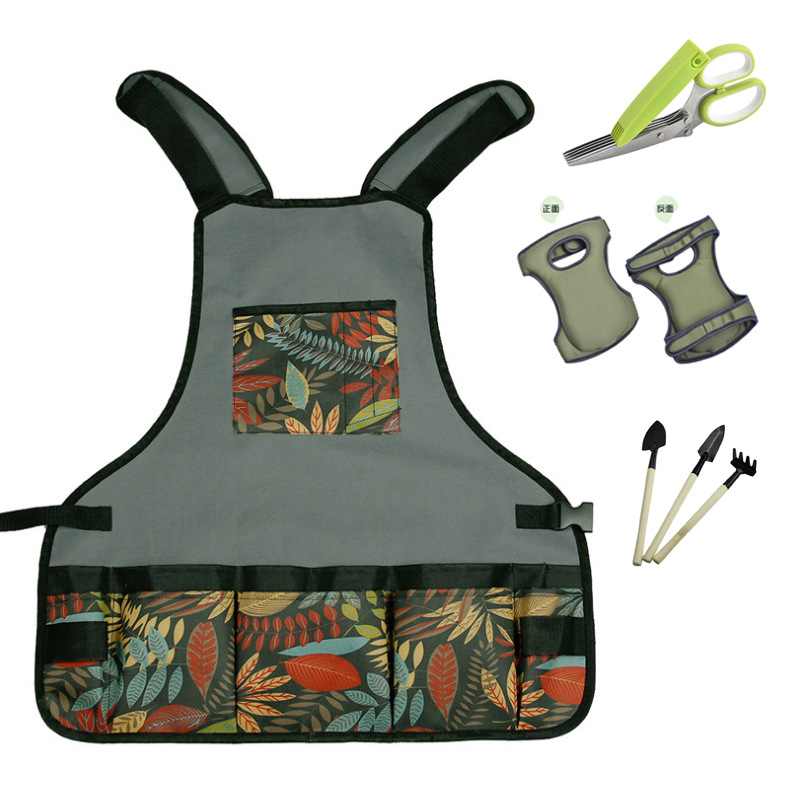 现货亚马逊工具围裙多口袋花园围裙户外彩色园艺围裙工作服套装|ru