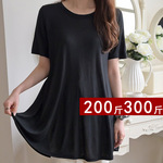 夏大码女装 胖m肥 200斤300斤莫代尔手感 宽下摆短袖T恤 上衣11号
