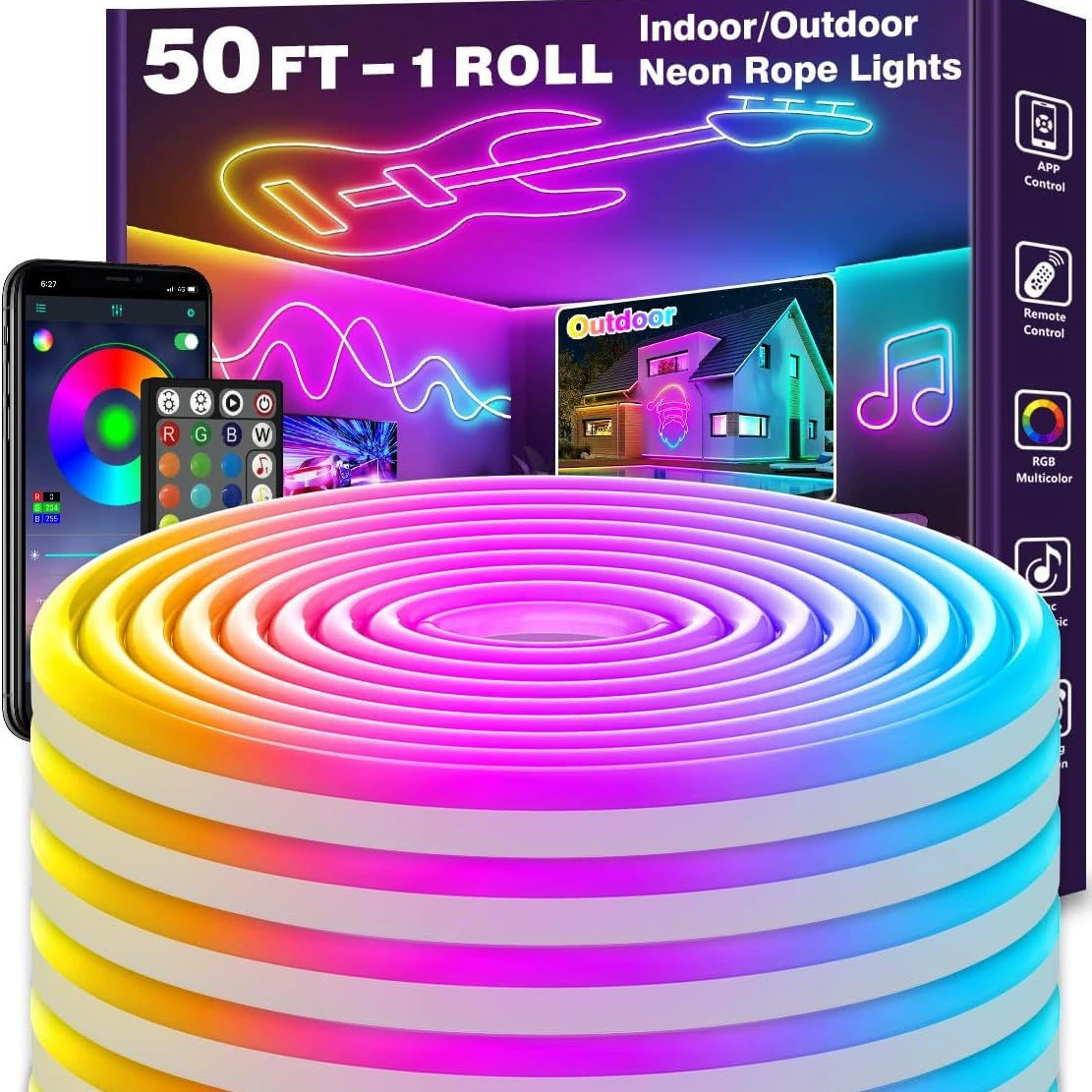 Amazon Explosive Flexible LED Neon Tape 24V RGB Цветной силиконовый фонарь 72 светильника 1 свет