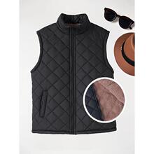 C 34855 Quilted Stand Collar Zip Pocket Cotton Vest �������