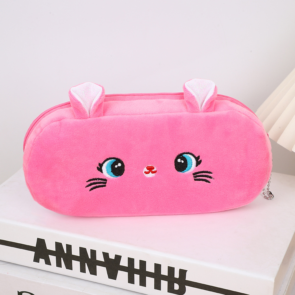 Gato creativo de gran capacidad niña bolsas de lápiz de dibujos animados niños lindos bolsas de papelería peludos bolsas de lápiz para estudiantes primarios