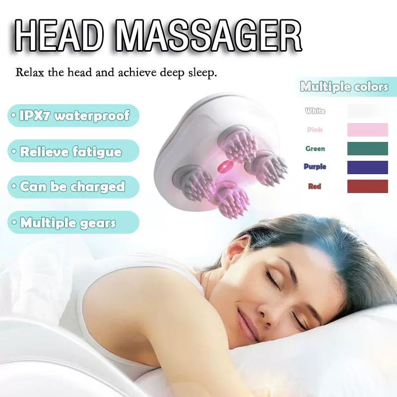 电动头部头皮按摩器红光全身按摩放松肩背颈腿便携手持充电减压