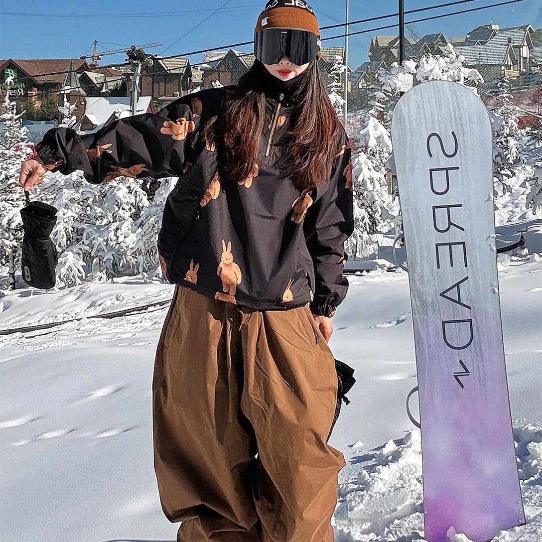 LDAB Black Ski Suit Set for Women, 2026 Winter New Style, Super Stylish, Windproof, Waterproof, Cold-proof Snowboard Suit for Men