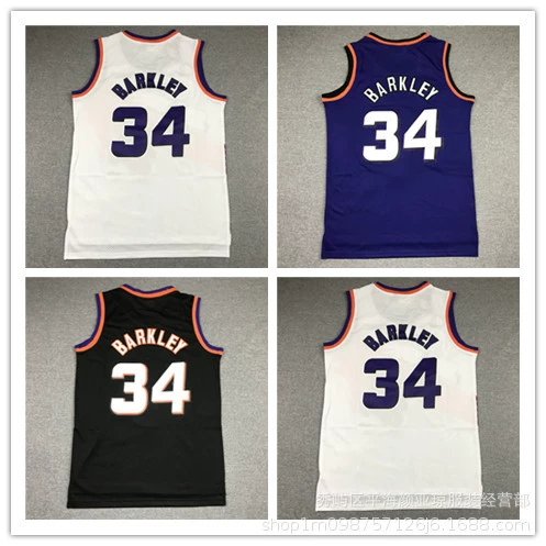 Вышитая баскетбольная майка Suncill Barley, баскетбольная форма Suns Jersey
