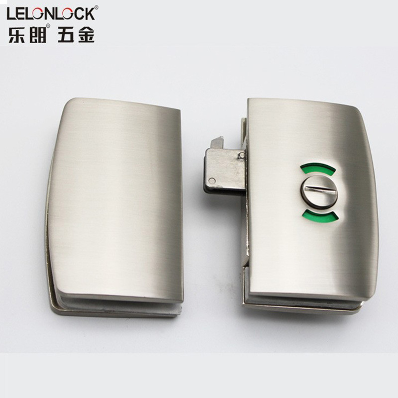 Cuadrado todo cobre rojo y verde indicador de la cerradura de la puerta de vidrio cerradura del indicador del pasador del baño cerradura de la puerta de vidrio sin marco de apertura simple y doble