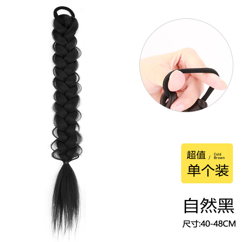 ウィッグ三つ編み女性用ヘアゴムレースダブルツイストハイポニーテールダブルブレイズロングブレイズローポニーテールグリッパーヘアアクセサリー|undefined