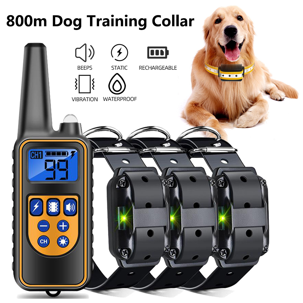 Entrenador de perros ladrido parada recargable impermeable anti-perro ladrando 800 m control remoto de larga distancia collar de choque eléctrico mascota transfronteriza