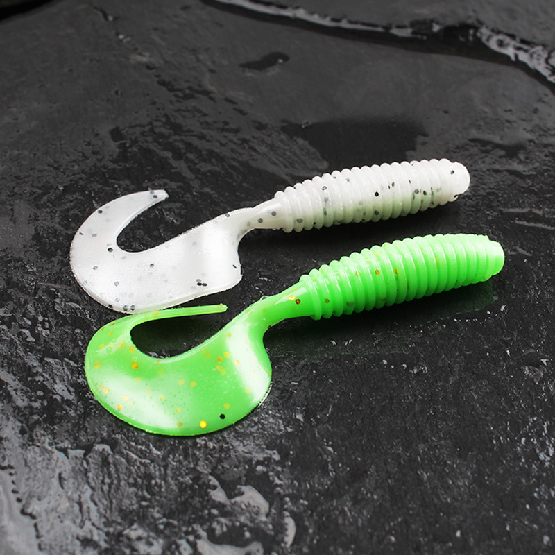 出口日本路亞餌t尾軟蟲餌微物鉛頭鈎套裝遠投假餌鱸鱖魚翹嘴卷尾