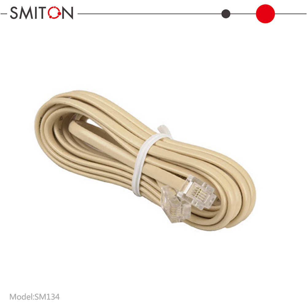 sm134 1.5米电话线 象牙黄 四芯电话跳线 带水晶头电话线