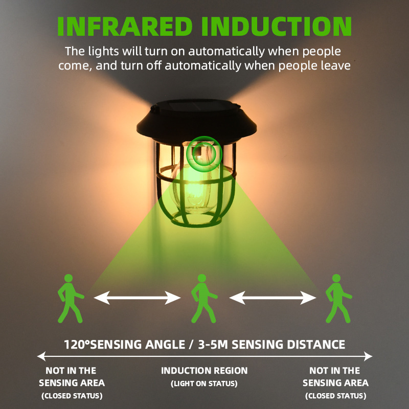 Luz solar transfronteriza iluminación de pared impermeable al aire libre iluminación de pared multifuncional led lámpara de calle larga duración lámpara colgante
