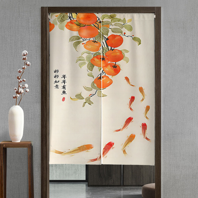 New Chinese-style Door Curtain Partition Curtain Bedroom Household Kitchen Bathroom Toilet Hole-free Half Curtain Hallway
