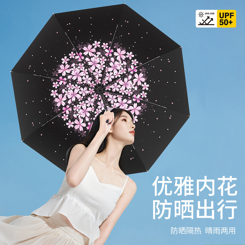 Manual Creative Women's 70% off Fold Umbrella Uv Protection Thickened Sunshade Umbrella for Rain or Shine Outdoor Travel Umbrella