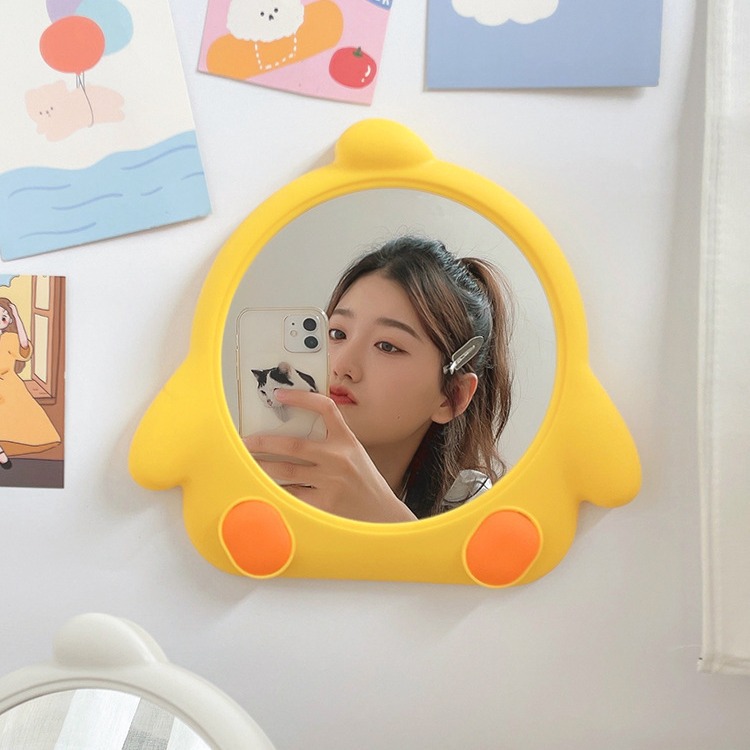 Espejo de maquillaje de plástico con diseño de pollito, espejo de dibujos animados para escritorio, espejo de pared para baño, espejo de tocador con diseño de gallina para dormitorio