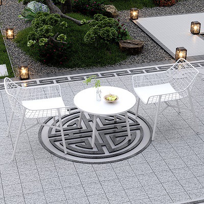 Mesas y sillas de acero inoxidable al aire libre Villa Patio Jardín Balcón Departamento de ventas