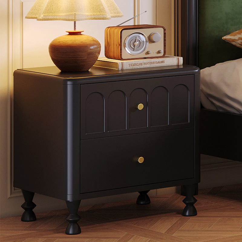 French Retro Style Bedside Table Simple Modern Bedroom Solid Wood Storage Cabinet Home Light Luxury High-End Bedside Storage Cabinet