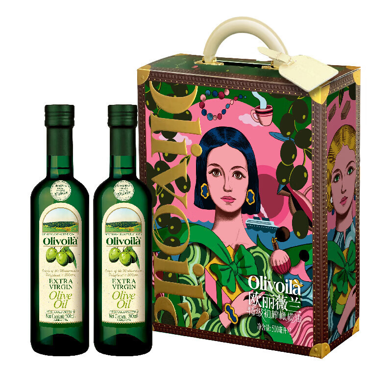 欧丽薇兰特级初榨橄榄油500ML*2瓶 插画版节日礼品团购福利礼盒|undefined