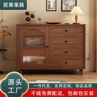 Medieval Style Solid Wood Sideboard Wall-Mounted Integrated Storage Cabinet Home Living Room Storage Cabinet Corner Cabinet Storage Rack