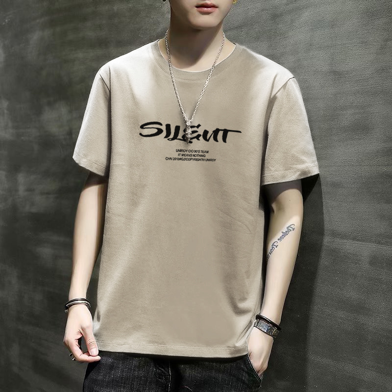 Verano ins celebridad en línea estilo coreano SLIM-Fit Camiseta de manga corta juventud carta impresa personalizada cuello redondo Camiseta casual base T