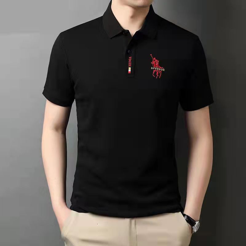(Se admite la entrega de una pieza) Camiseta de manga corta para hombre de verano bordada camisa de polo de talla grande de negocios de moda Comercio exterior Al por mayor