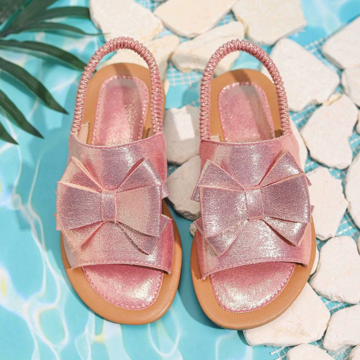 Трансграничная внешняя торговля французская девушка повседневная иностранная сладкая бантик нишу дизайн эластичная пляжная плоская сандалия