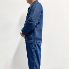 Summer Reflective Striped Denim Welder Workwear Set for Men, Protective Clothing, Long-Sleeve Uniform, Electric Welding Suit, Factory Outfit, Wholesale