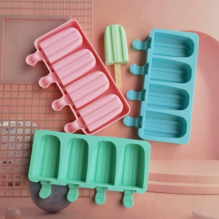4连双凹槽57冰淇淋硅胶模具DIY甜点冰棍雪糕模具冰格制作夏季冰格
