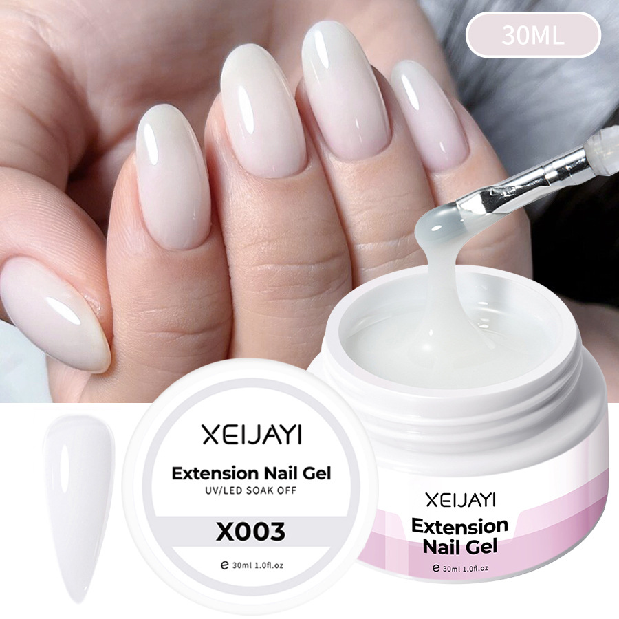 Pegamento de esmalte de uñas al por mayor Poly Gel Crystal pegamento de extensión 30ml pegamento de fototerapia bandeja sin papel Jelly Glue para salón de uñas