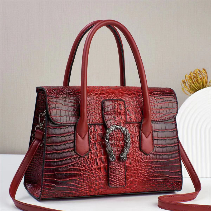 Bolso de moda cocodrilo, gran capacidad, partido de hombro, bolsa de compras, bolsa de mano.