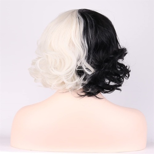 Amazon Rose.com new product European and American cross-border witch Kuila wig for women black and white two-color cos wig factory