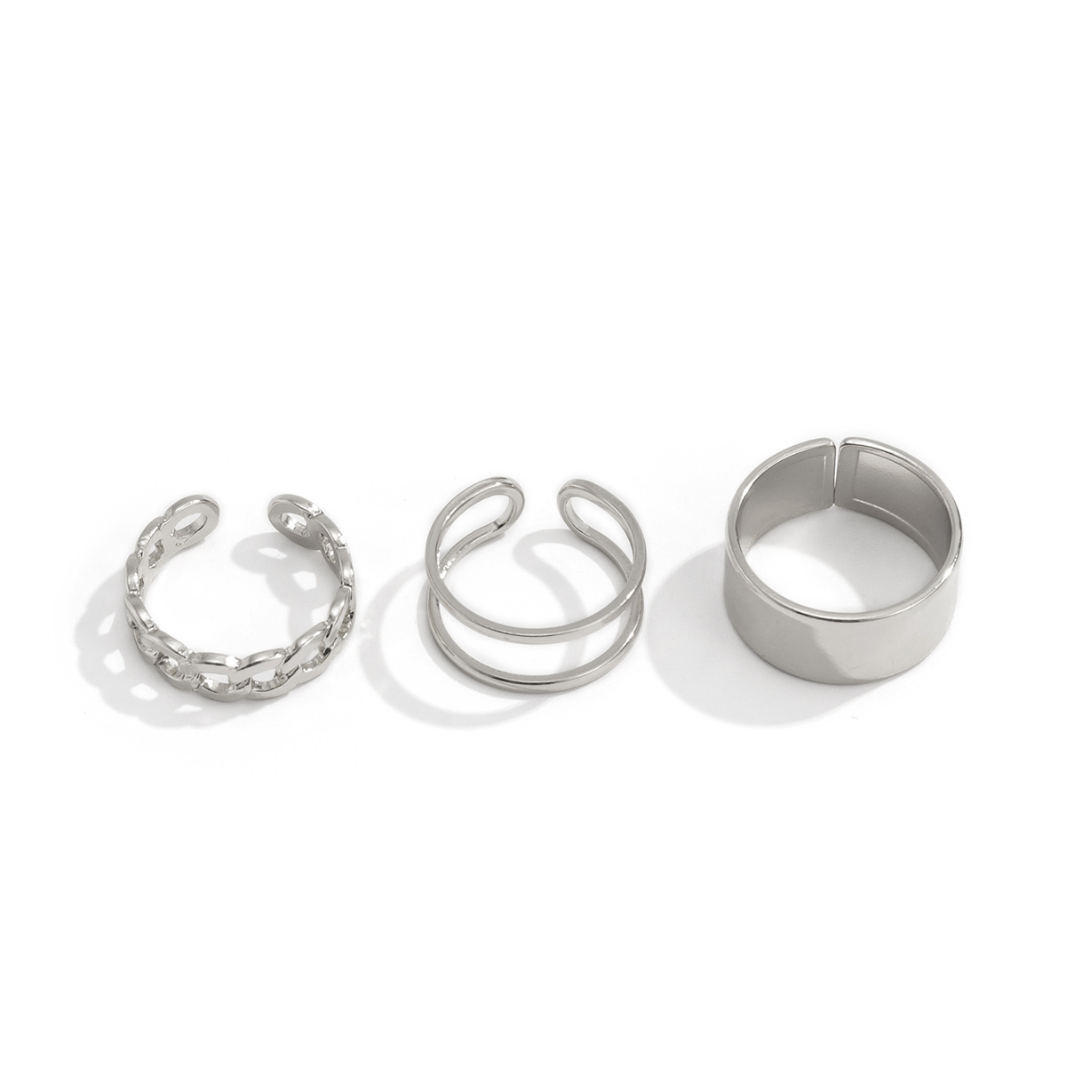 Simple Smooth Alloy Hollow Chain Open Combination Ring display picture 4