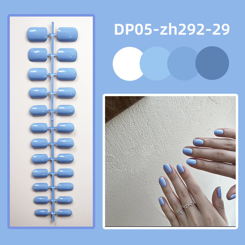 Dopamine Color Solid Color Wear Armor Short Square Head Bright Nail Patch Fake Nail Finished 24 Manicure Pieces