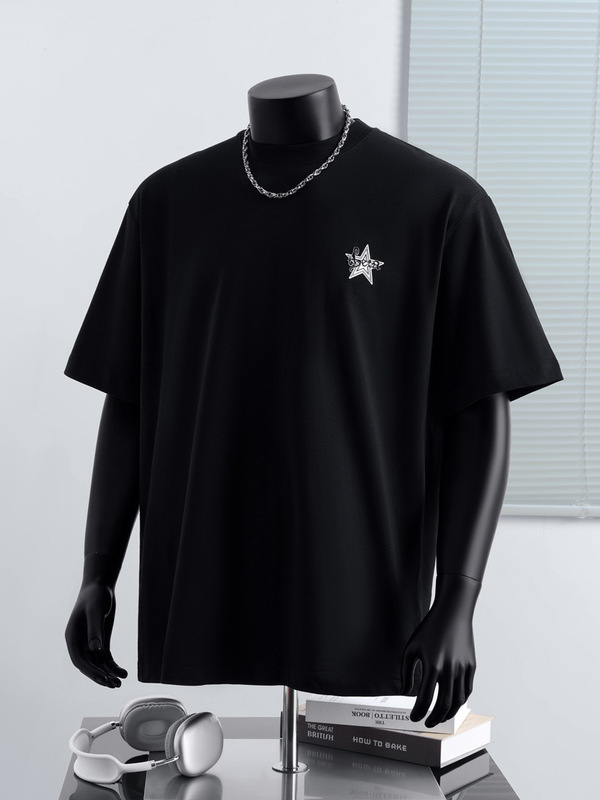 メンズ夏 240 グラム双糸 Tシャツメンズトップトレンディなラウンドネックルーズ多用途カジュアル通気性ボトリングシャツ女性のための|undefined