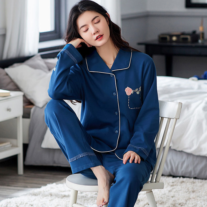 100% algodón pijamas mujeres primavera otoño manga larga suelta más tamaño de mediana edad madre ropa casa traje