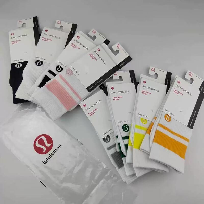 Lulu embroidered individually packaged yoga socks, trendy socks from Xiaohongshu, popular street style long socks, casual niche Pilates socks Lulu embroidered individually packaged yoga socks, trendy socks from Xiaohongshu, popular street style long socks, casual niche Pilates socks