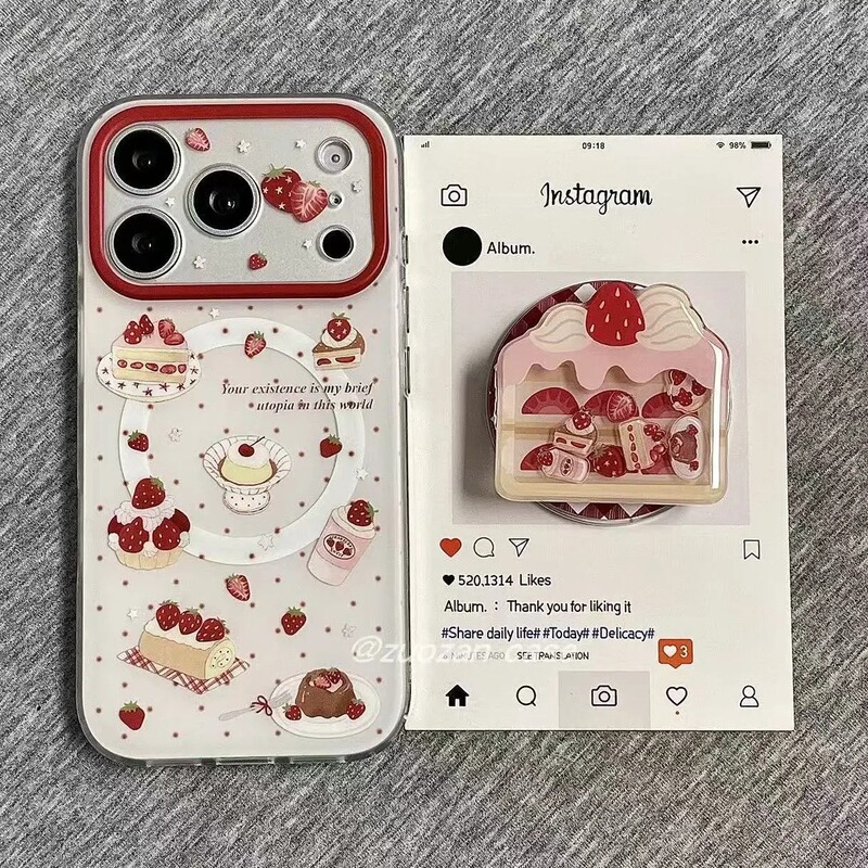 Strawberry-Themed Magnetic Phone Case Suitable for Samsung S23 Fe, S25 Ultra/S24 Plus/S21, and Apple 17 Pro Max Strawberry-Themed Magnetic Phone Case Suitable for Samsung S23 Fe, S25 Ultra/S24 Plus/S21, and Apple 17 Pro Max