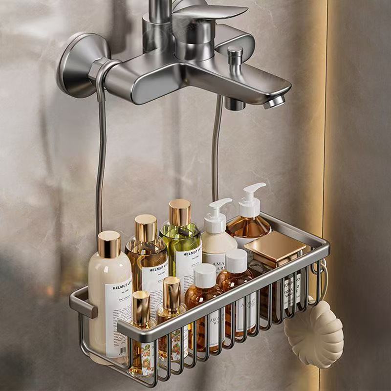 Bathroom Storage Rack, No-Drill Installation, Shower Head Holder for Shower Gel, Shampoo, Hanging Basket for Shower Room and Toilet Storage