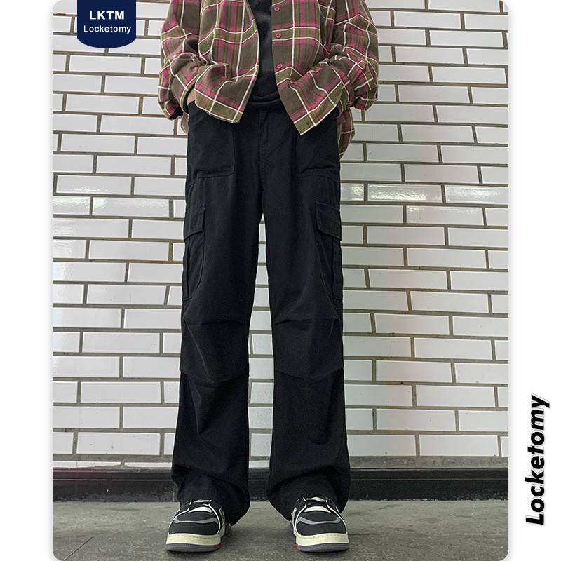 LKTM Men's Wear # Summer Thin Style American High Street Paracaidista Umbrella Pantalones rectos sueltos de pierna ancha de marca de moda para hombres