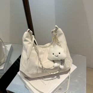 Capacious shoulder bag for students, summer chain, one-shoulder bag