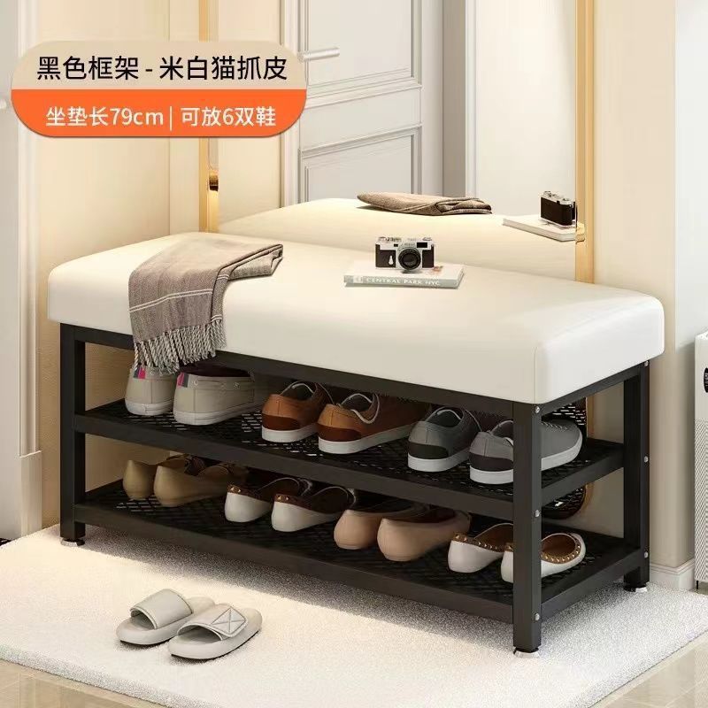 Cambio de taburetes de zapatos puerta de entrada de asiento taburete de zapatos portable paquete suave de lujo ligero creativo taburete rack de zapatos