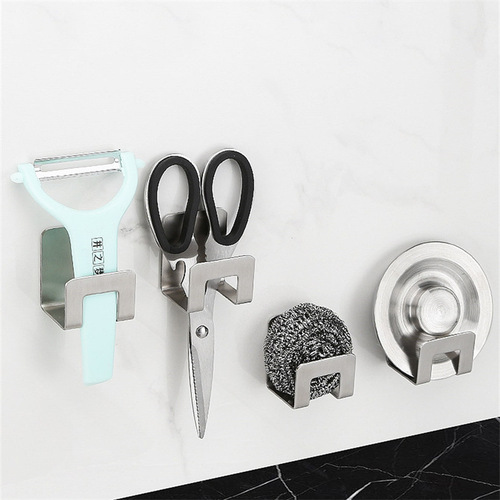Sponge holder stainless steel kitchen drill-free sink wire brush rag sponge drain rack storage organizer rack cross-border