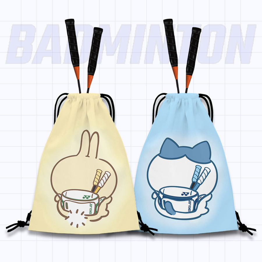 Three Little Pigs Tennis Bag New Cute Cartoon Backpack Portable Badminton Racket Bag Large Capacity Drawstring Tennis Bag for Students