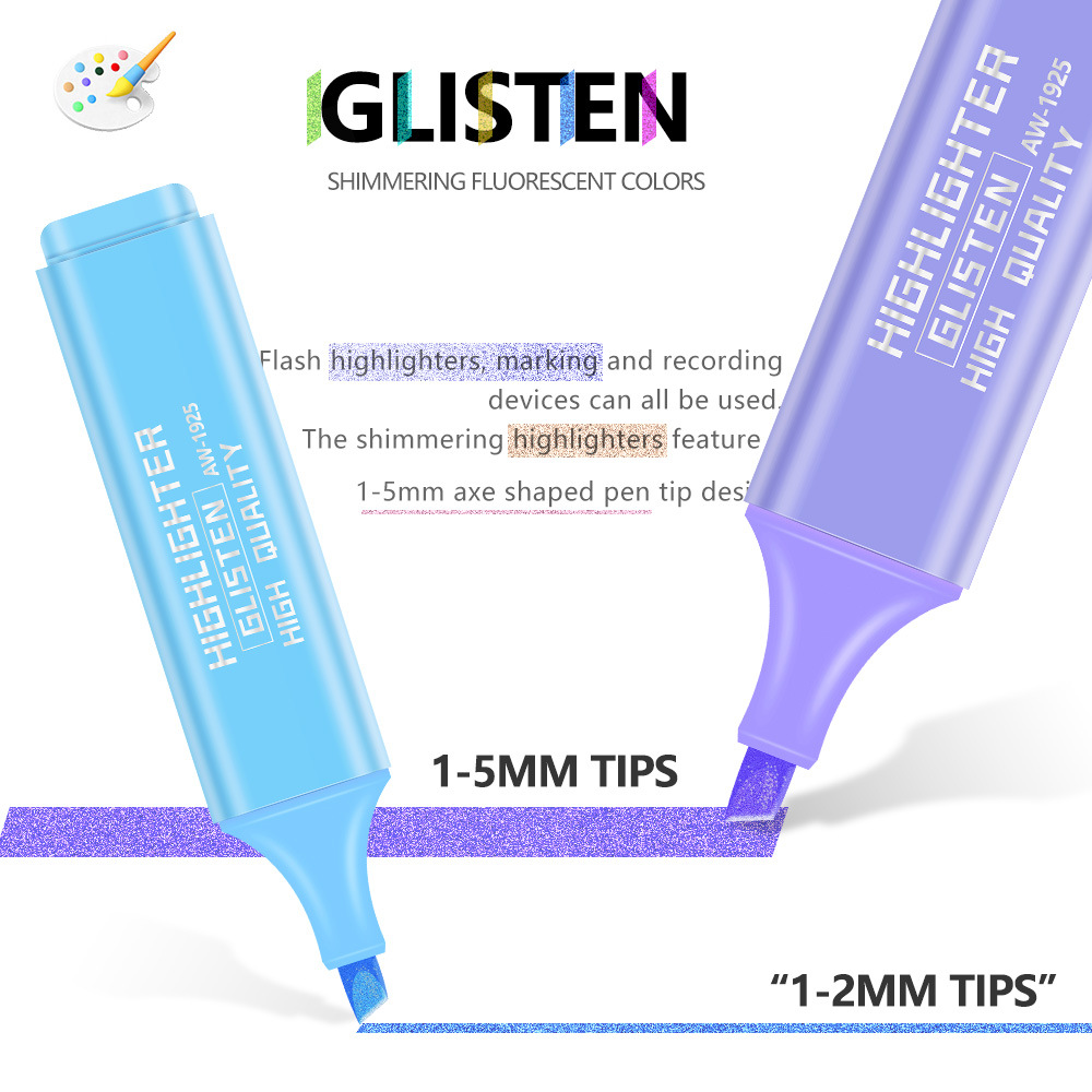 Juego de resaltadores multicolores intermitentes, bolígrafo de graffiti de pintura para niños, diario de cuenta manual para estudiantes, bolígrafo de marcado clave al por mayor