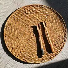 蒲草圆形草编垫碗餐桌茶垫杯垫手工编织中国风餐盘茶席跨境货源
