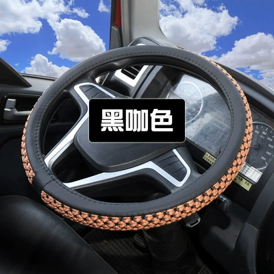 Cover, Summer Ice Silk Car | Steering wheel cover - ice-silk-steering-wheel-cover-for-trucks-black-brown-38cm
