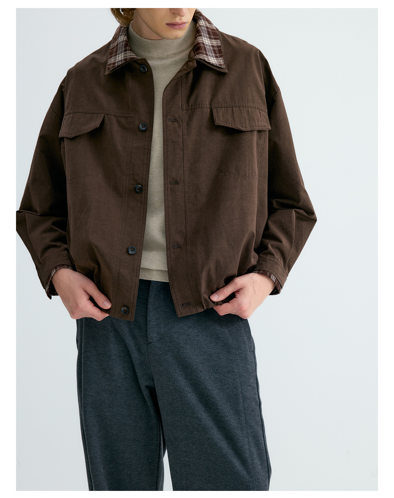UNF Plaid Layered-Look Oversized Jacket