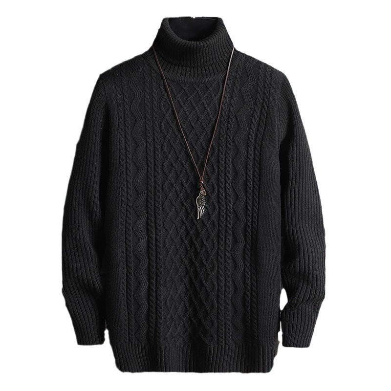 2020 generación transfronteriza Otoño e Invierno suéter de cuello alto de los hombres sarga juventud color sólido slim fit moda suéter grueso cálido