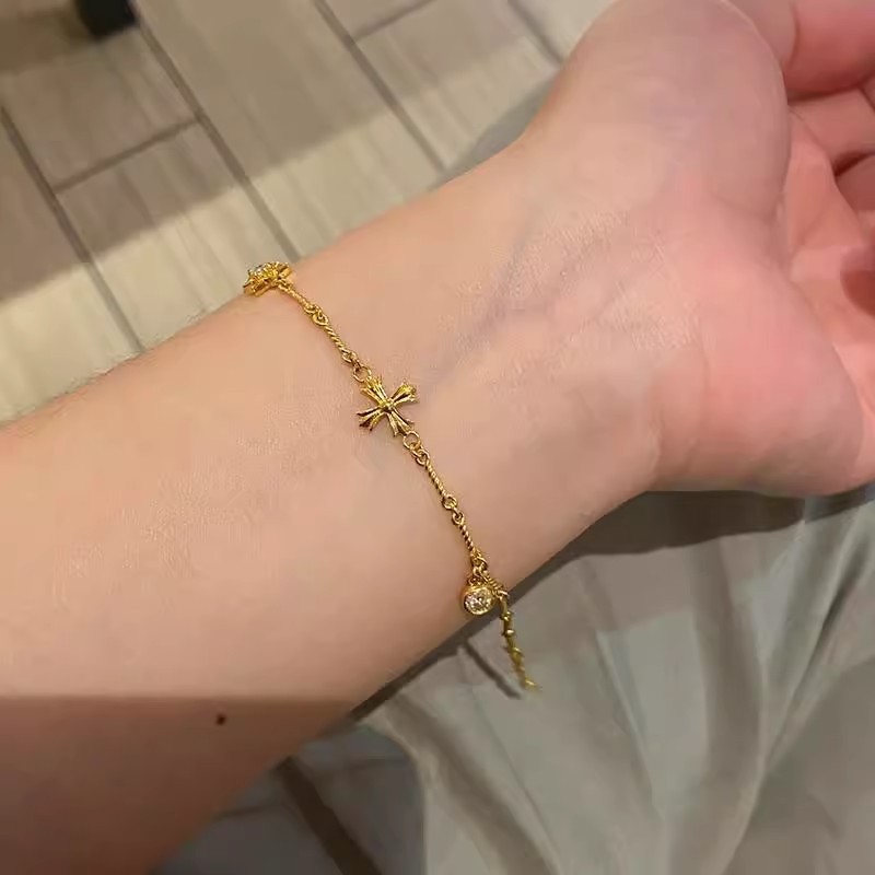 中古金色六芒星复古十字架手链小众设计时尚精致小众设计感手饰|undefined