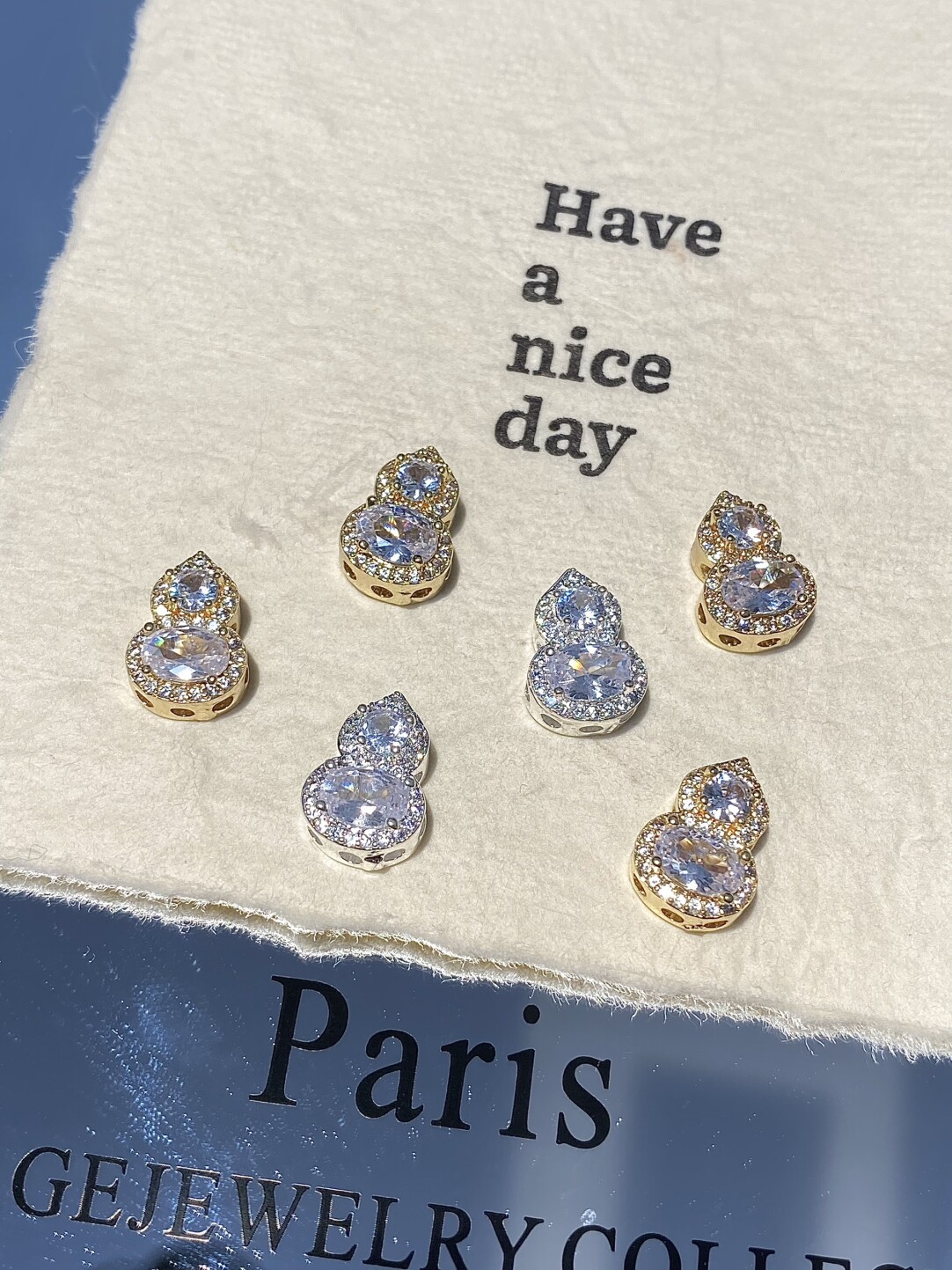 Gourd-Shaped Zircon Diamond Inlaid with Crystals and Loose Beads, Multi-Pass 18K Gold-Plated Color-Preserving DIY Jewelry Accessories