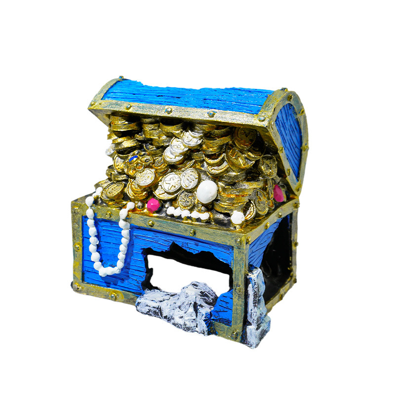 Decoración Popular para el Fondo del Acuario, Cofre del Tesoro de la Rana Cazadora de Tesoros, Adorno de Paisajismo para Acuarios, Nuevo Cofre del Tesoro de Coral