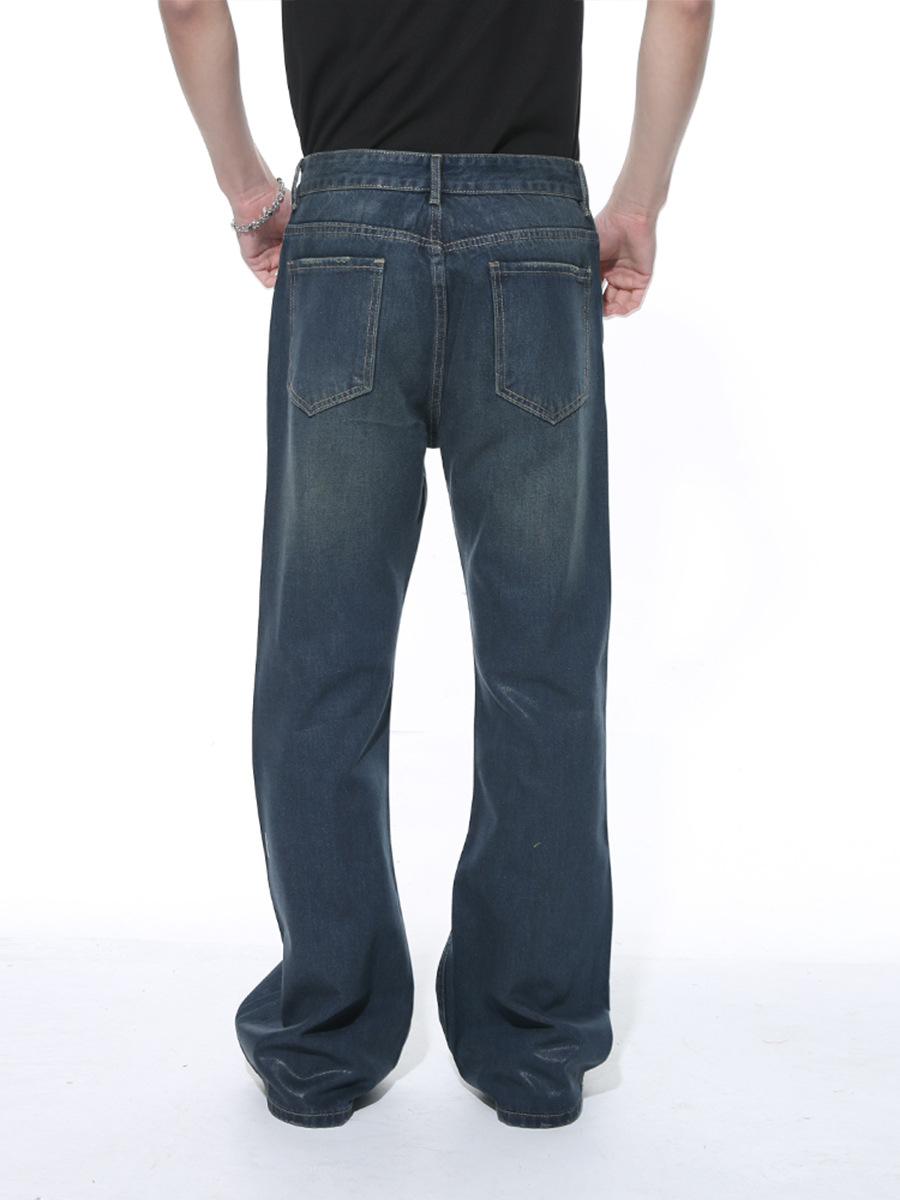 MTLCLOTHES Hombres| Revestimiento de cera americana azul microplacer delgado deslizante lavable jeans moda